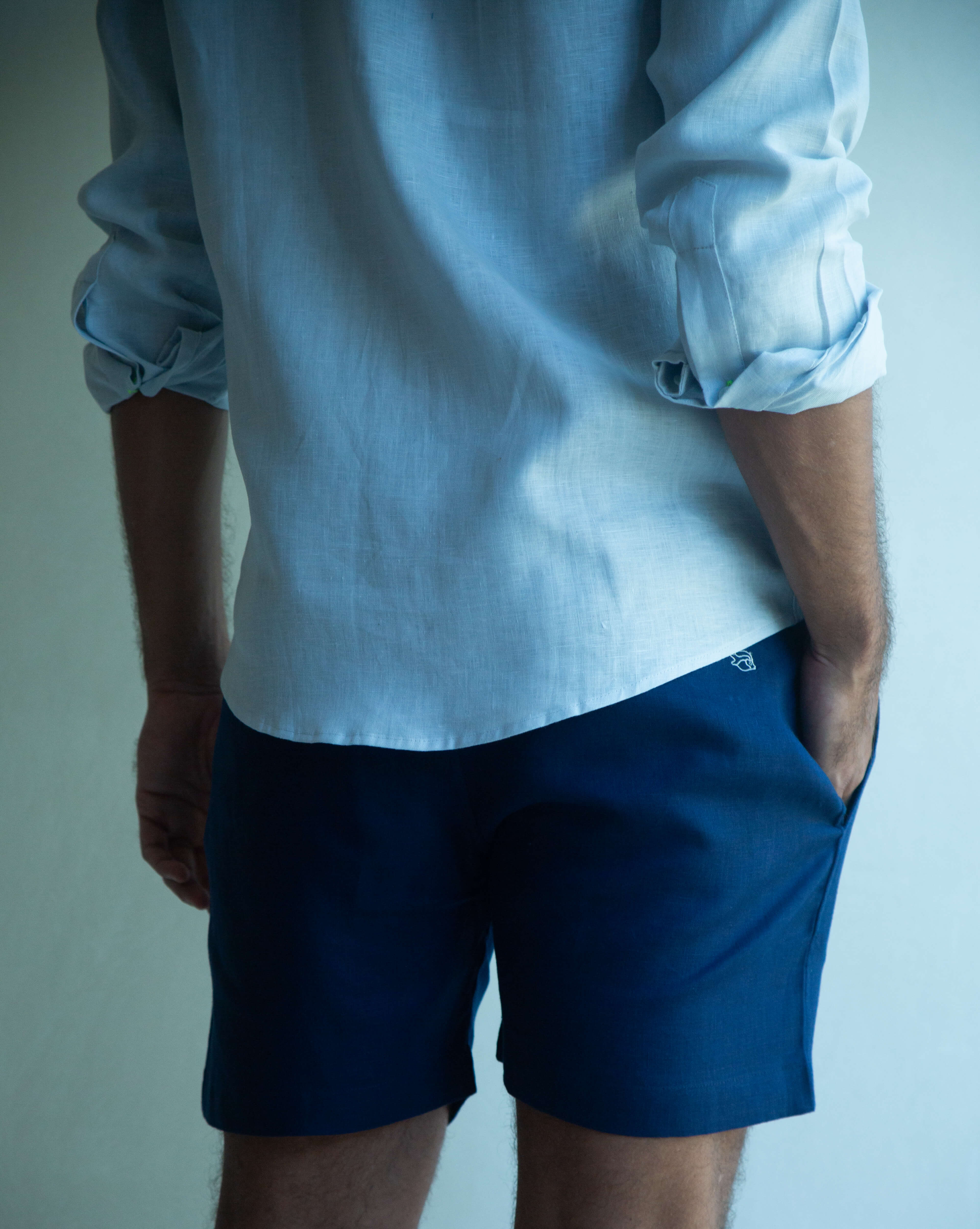 CAPRI Linen Bermudas - Navy Blue - CRASQI