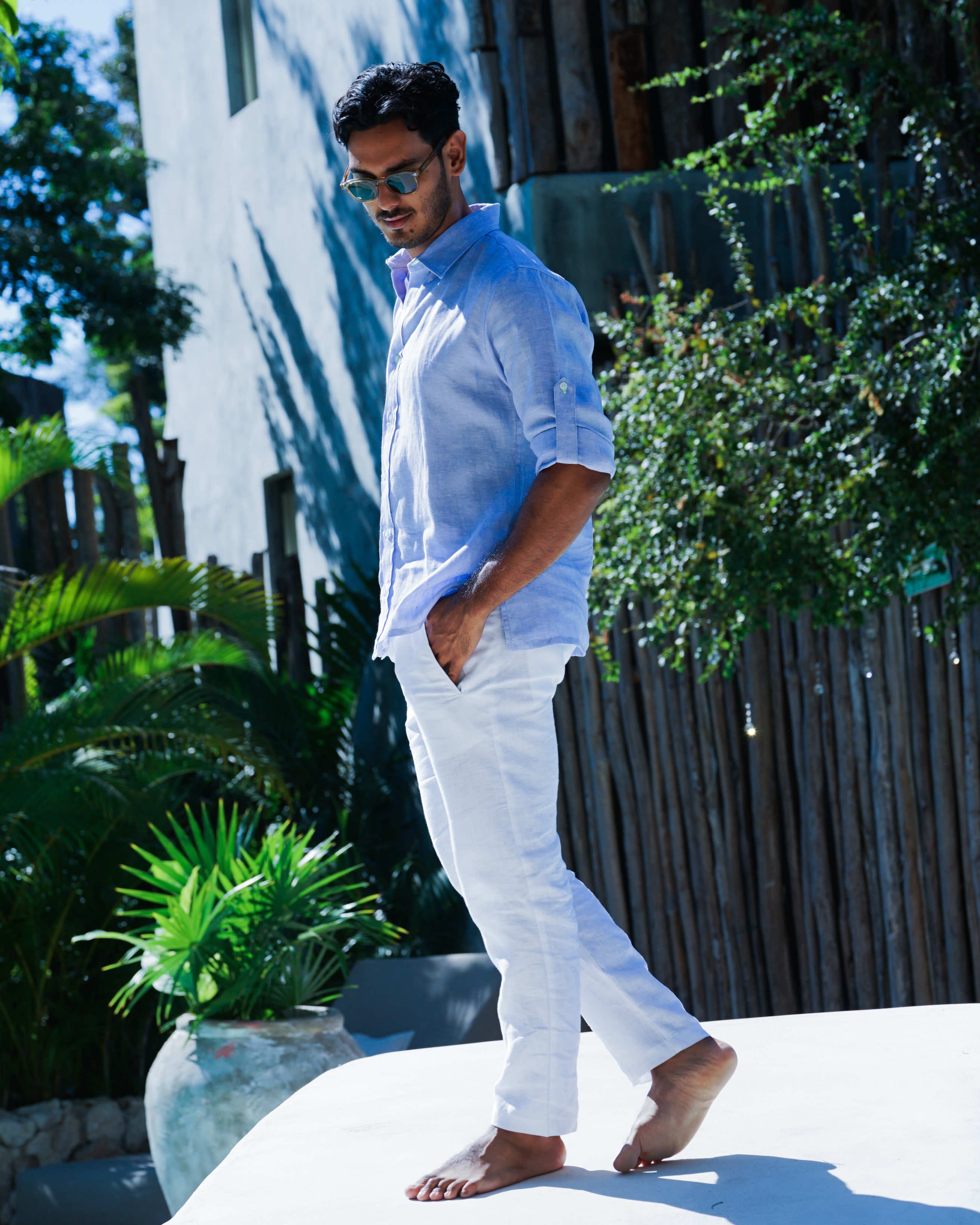 SARDINIA Linen Pant - White - CRASQI