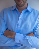 MALLORCA Linen Shirt - Blue Sky/Royal Blue - CRASQI