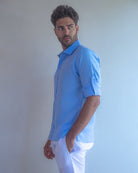MALLORCA Linen Shirt - Blue Sky/Royal Blue - CRASQI