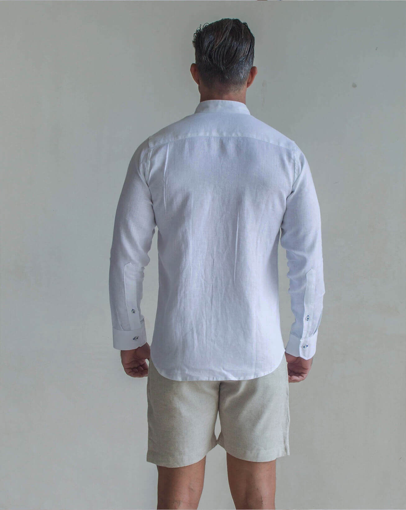 MENORCA Linen Shirt - White/Royal Blue – CRASQI