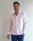 MALLORCA Linen Shirt - Light Pink/Blue - CRASQI