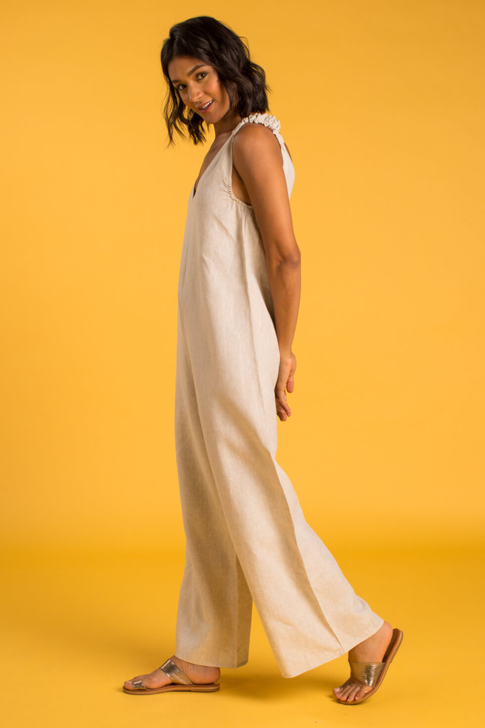 PANAREA Linen Jumper - Beige - CRASQI