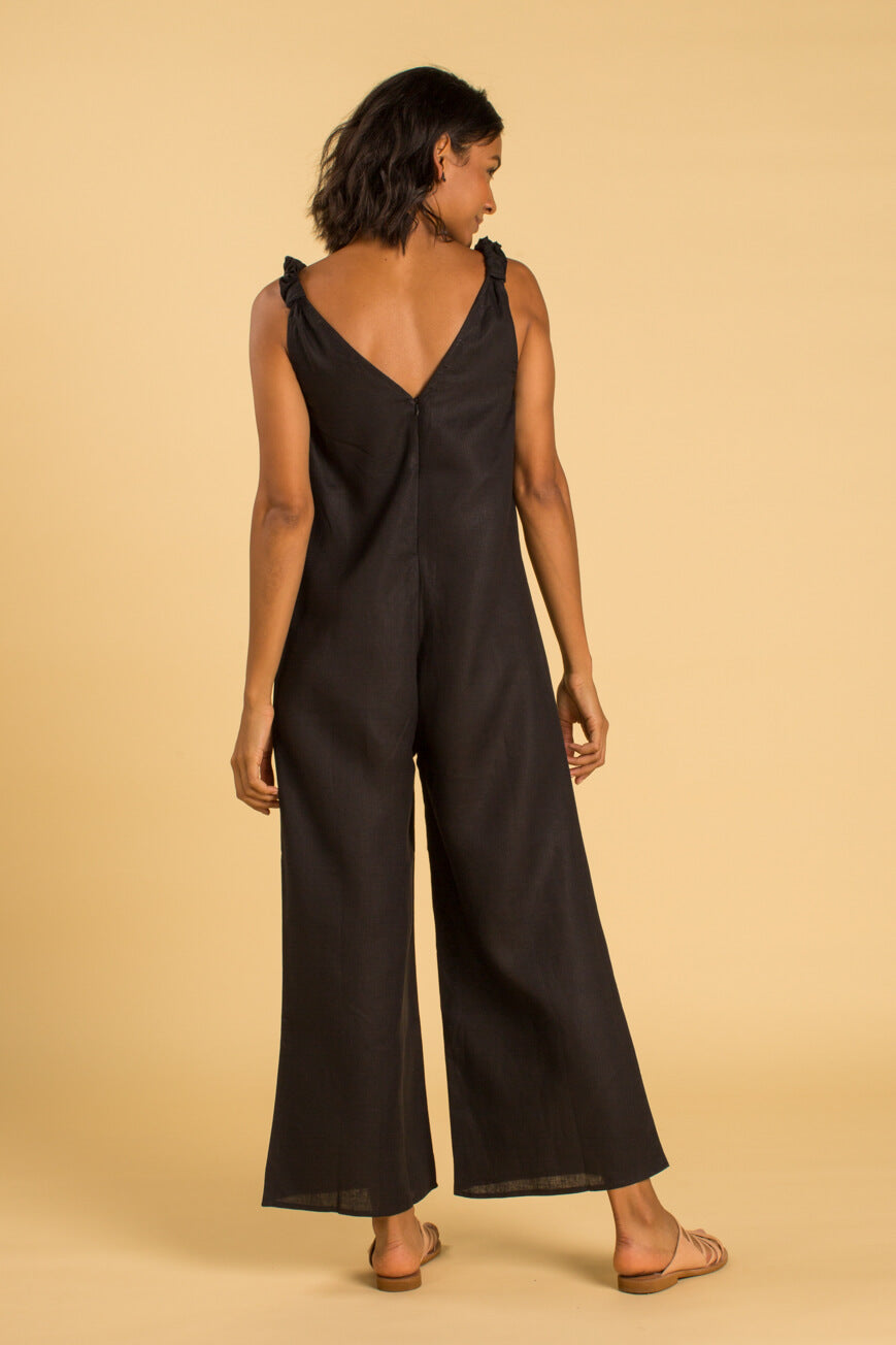 PANAREA Linen Jumper - Black - CRASQI