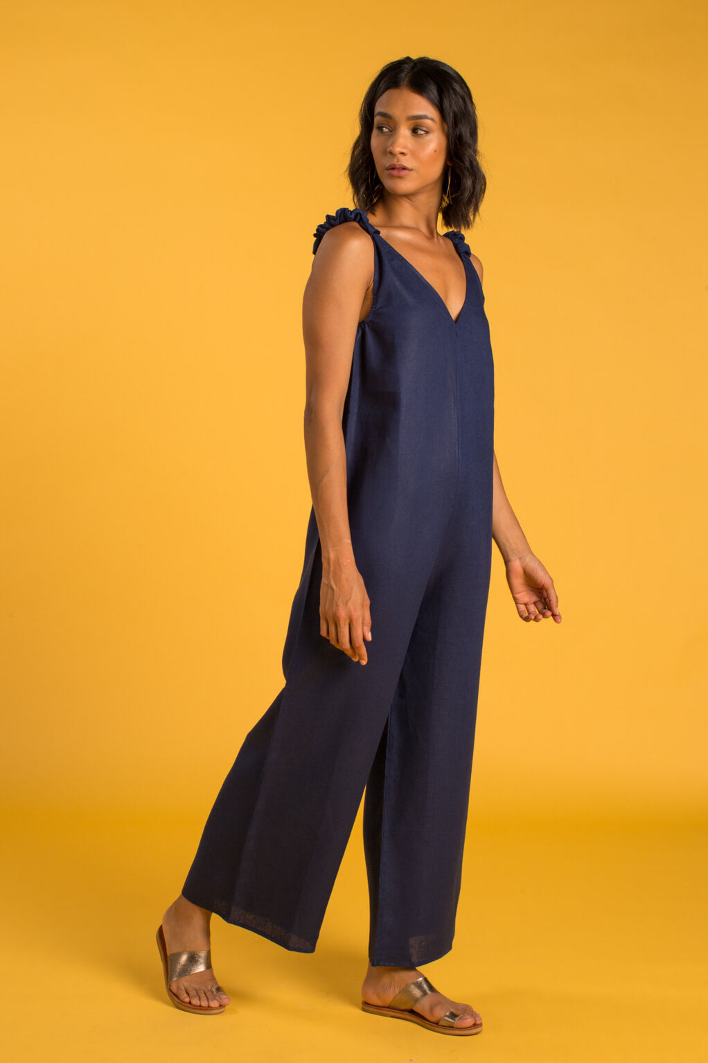 PANAREA Linen Jumper - Navy Blue - CRASQI