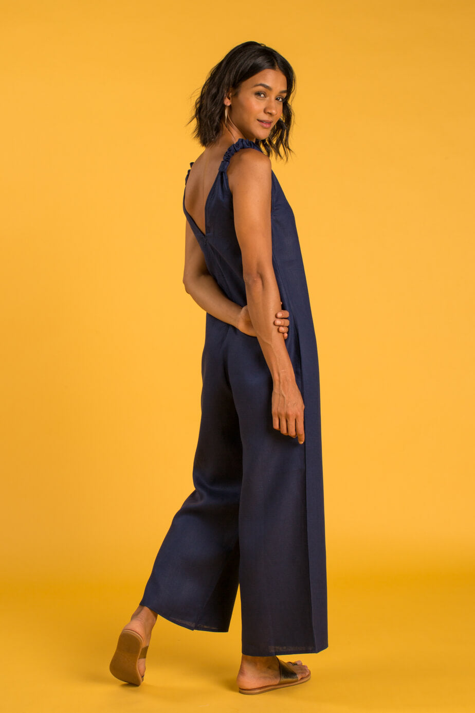 PANAREA Linen Jumper - Navy Blue - CRASQI