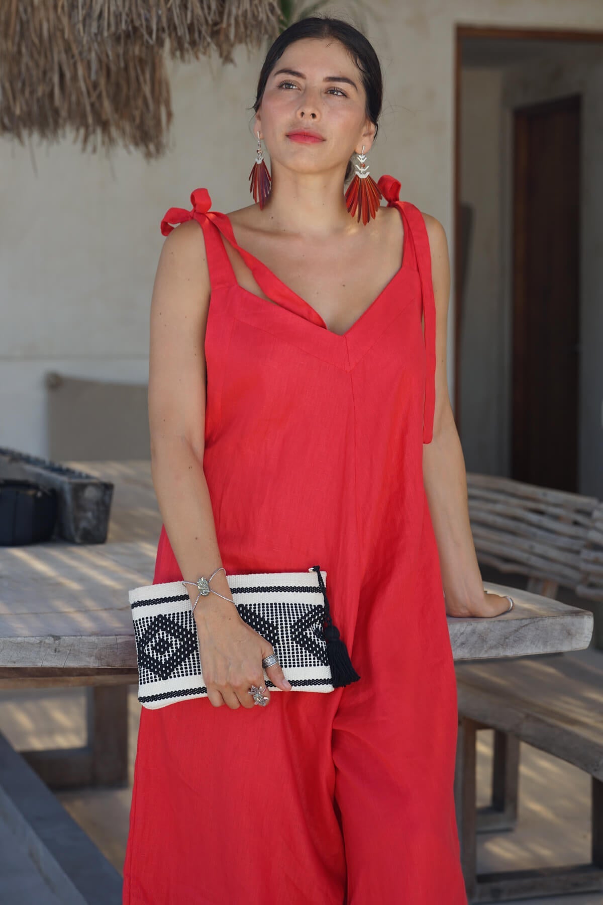 GRANADINA Linen Jumper - Red - CRASQI