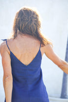 BORA-BORA Linen Dress - Navy Blue - CRASQI