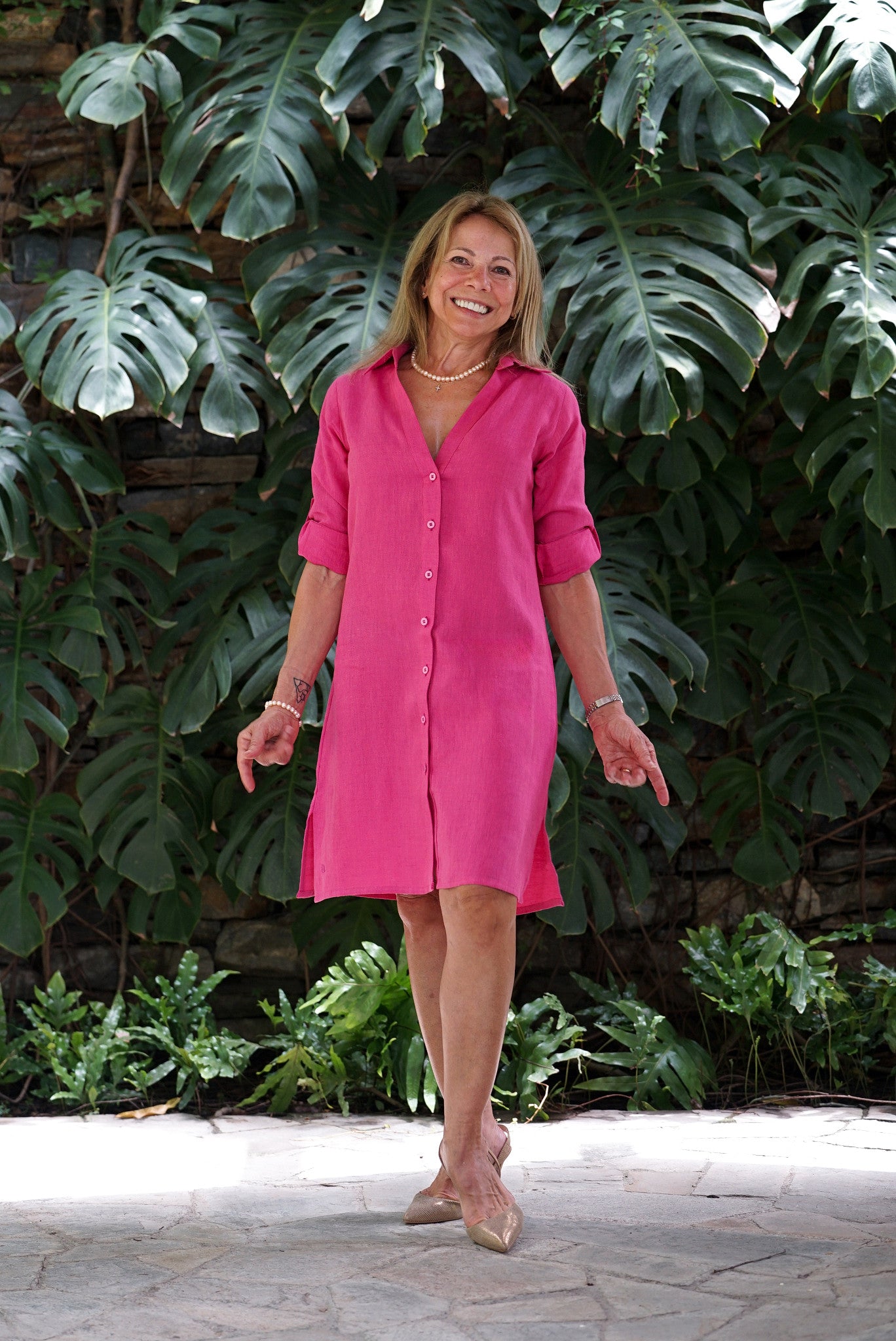Shirt dress - Fucsia - CRASQI