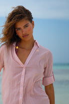 Shirt Dress Cover-up - Rose Pink - CRASQI