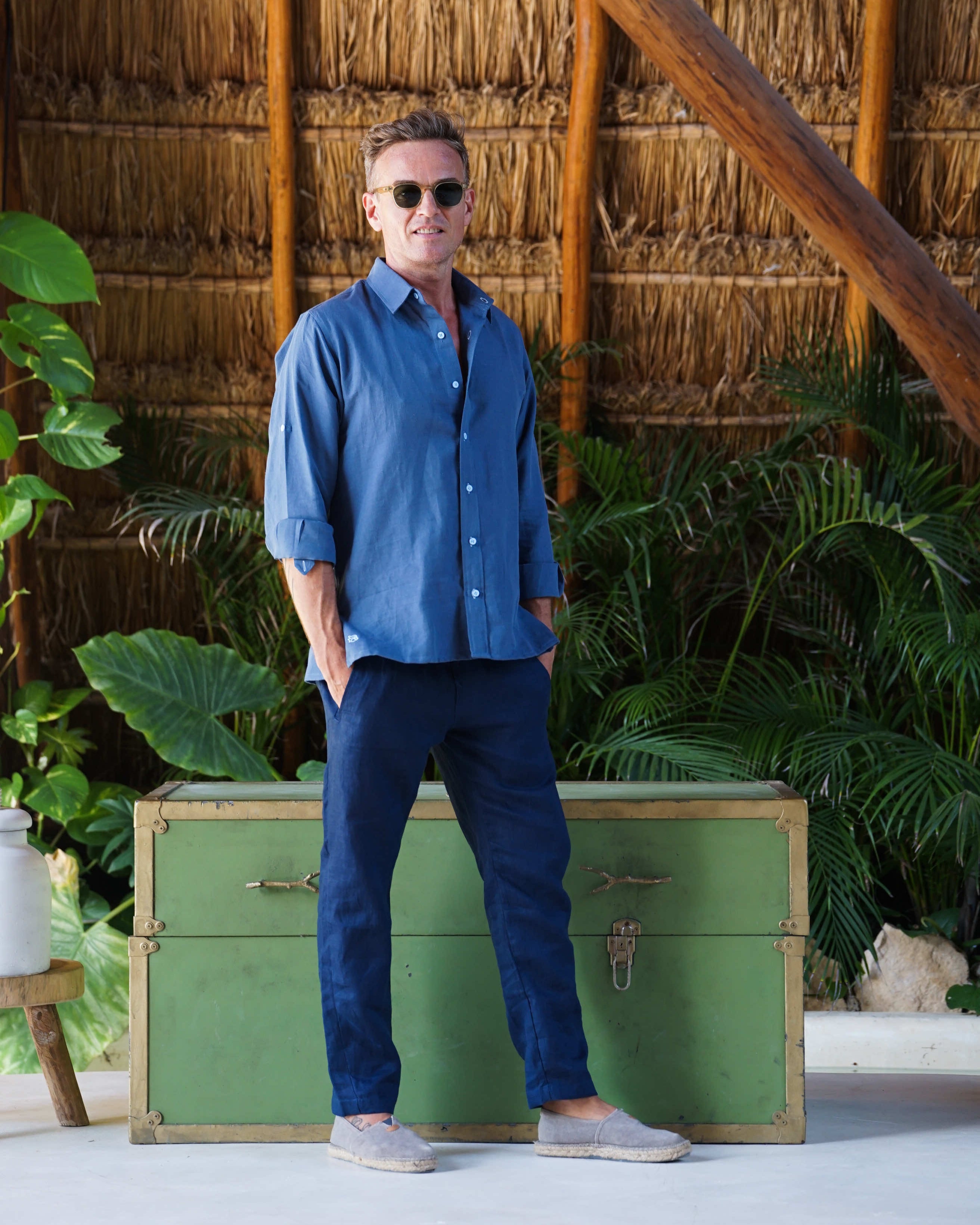 SARDINIA Linen Pant - Navy Blue – CRASQI