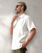 MARBELLA Linen Shirt - White/Light Blue - CRASQI