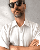 MARBELLA Linen Shirt - White/Light Blue - CRASQI