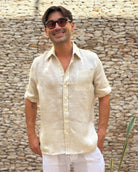 MARBELLA Linen Shirt - Sand/Neon Yellow - CRASQI