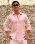 MALLORCA Linen Shirt - Pink/Blue/Blue - CRASQI