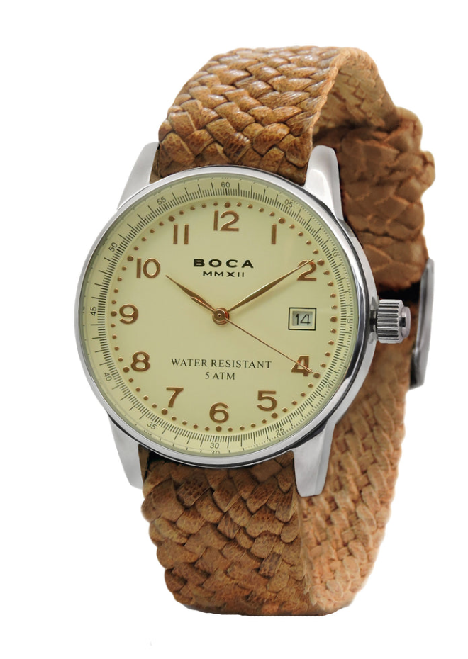 Traveler beige/tobacco green watch - CRASQI