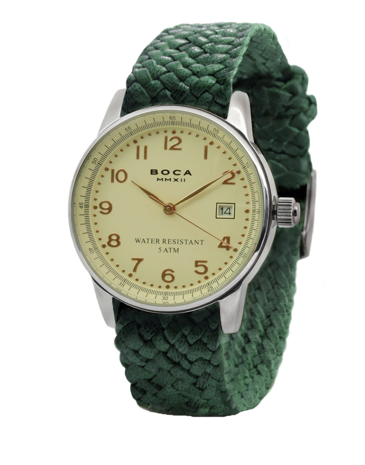 Traveler beige/forest green watch - CRASQI