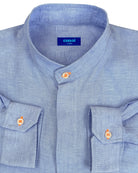 MENORCA Linen Shirt - Azul Cielo/Neon Orange - CRASQI