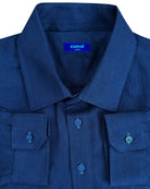 MALLORCA Linen Shirt - Navy Blue/Turquoise - CRASQI