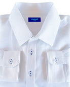 MALLORCA Linen Shirt - White/Royal Blue - CRASQI