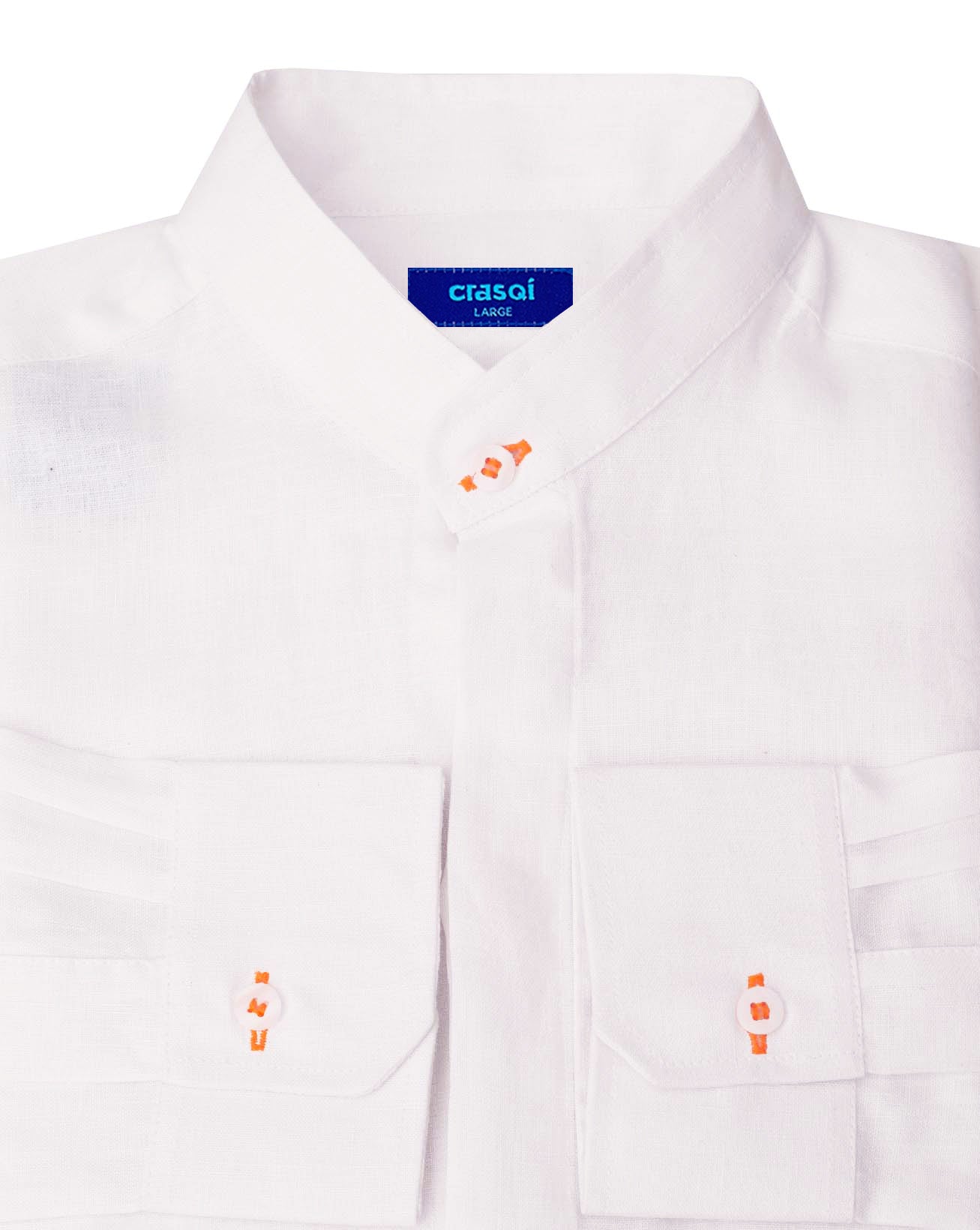 MENORCA Linen Shirt - White/Neon Orange – CRASQI