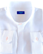 MENORCA Linen Shirt - White/Neon Orange - CRASQI