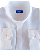 MENORCA Linen Shirt - White/Neon Orange - CRASQI