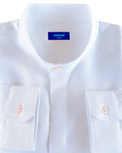 MENORCA Linen Shirt - White/Neon Orange - CRASQI