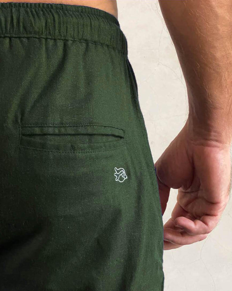 TODOS SANTOS  Linen Shorts - Green - CRASQI