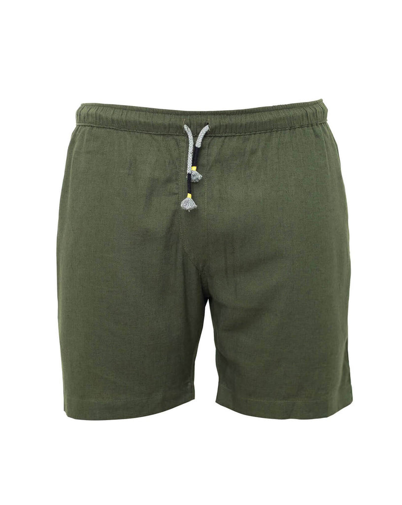TODOS SANTOS  Linen Shorts - Green - CRASQI