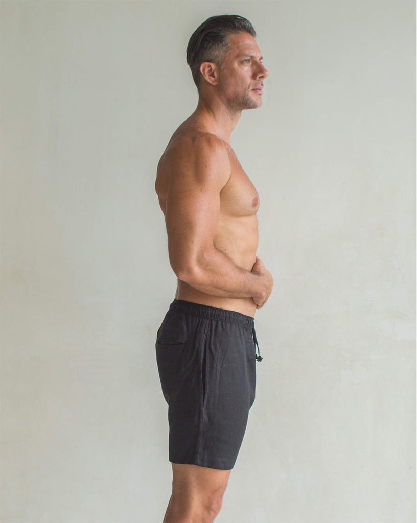 TODOS SANTOS  Linen Shorts - Black - CRASQI