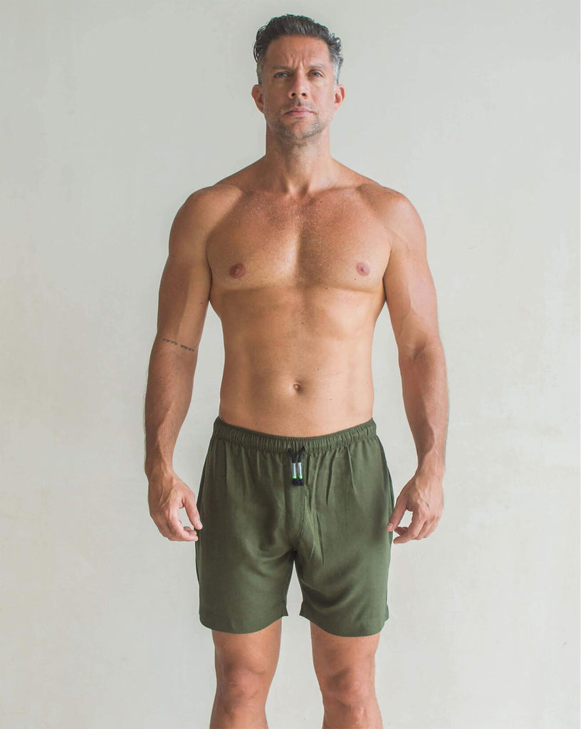 TODOS SANTOS  Linen Shorts - Green - CRASQI