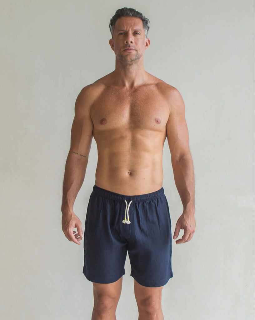 TODOS SANTOS  Linen Shorts - Navy Blue - CRASQI