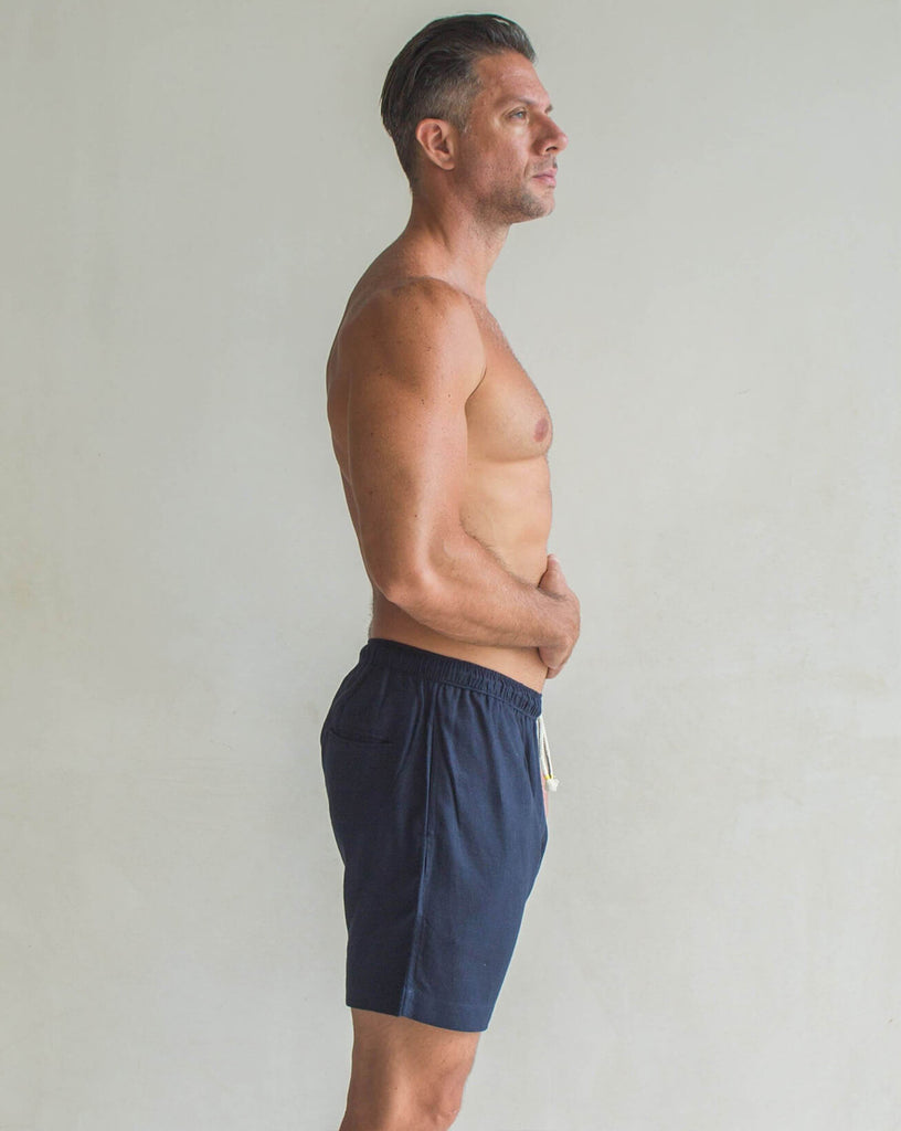 TODOS SANTOS  Linen Shorts - Navy Blue - CRASQI