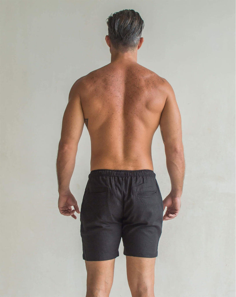 TODOS SANTOS  Linen Shorts - Black - CRASQI