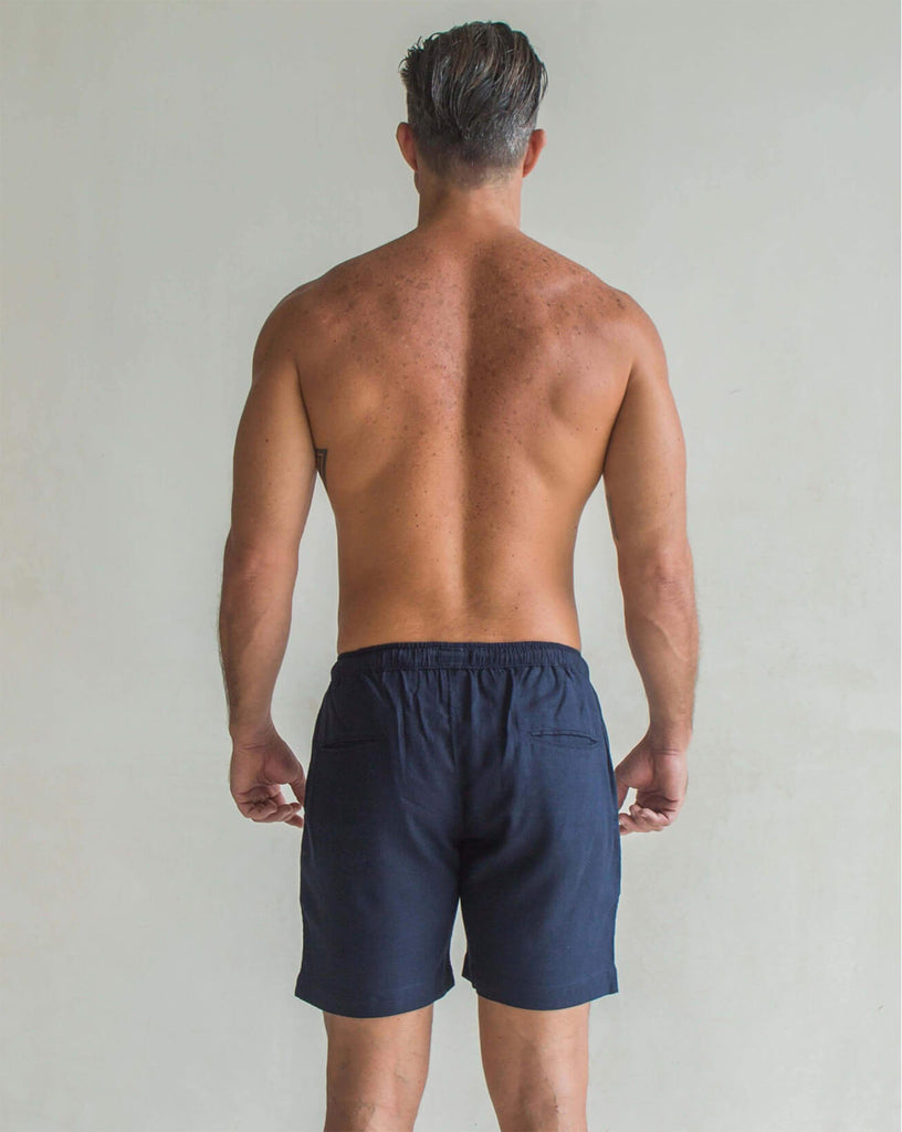 TODOS SANTOS  Linen Shorts - Navy Blue - CRASQI