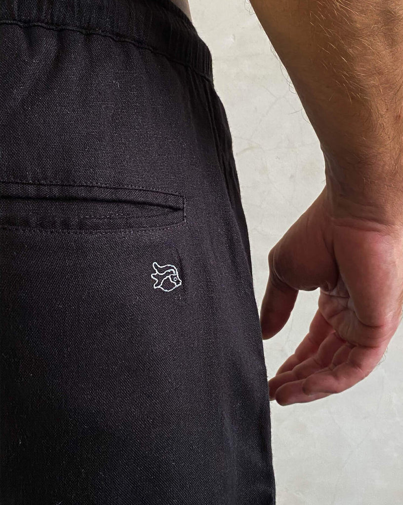 TODOS SANTOS  Linen Shorts - Black - CRASQI