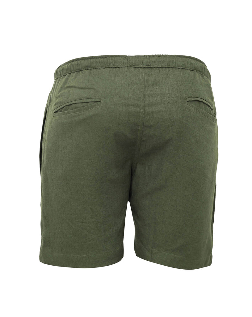 TODOS SANTOS  Linen Shorts - Green - CRASQI