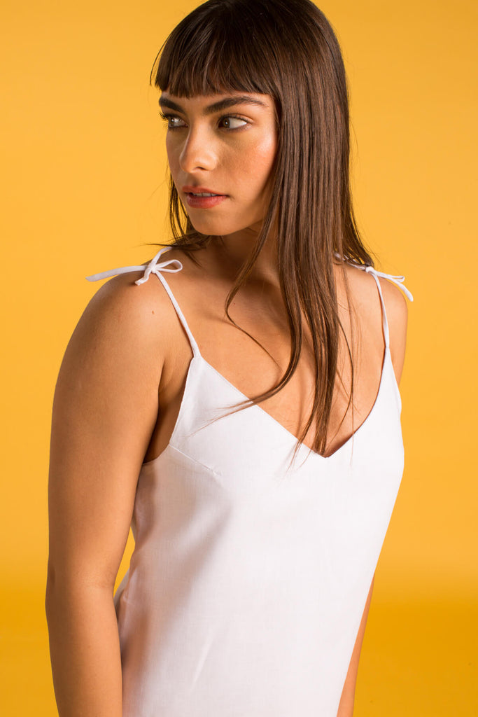 BORA-BORA Linen Dress - White - CRASQI