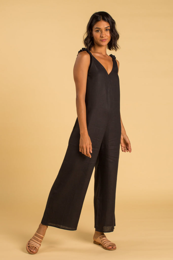 PANAREA Linen Jumper - Black - CRASQI