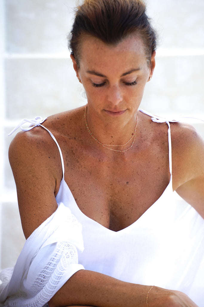 BORA-BORA Linen Dress - White - CRASQI
